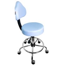 Cadeira Mocho Azul Claro com Aro e Rodízio Cromado - ULTRA Móveis