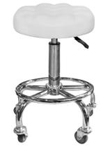 Cadeira mocho branca base cromada espuma confortável estek