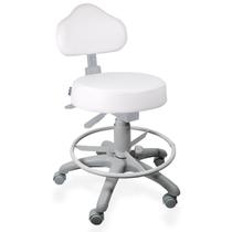 Cadeira Mocho Branco Ergonômico Base Cinza Com Aro - ULTRA Móveis