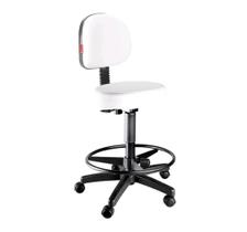 Cadeira Mocho Caixa Alta Com Rodinhas Corano Branco