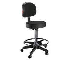 Cadeira Mocho Caixa Alta Com Rodinhas Corano Preto