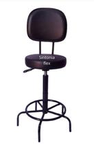 Cadeira mocho caixa alta secretaria com L duplo base de ferro fixa corano preta Cadeira mocho caixa alta secretaria com L duplo base de ferro fixa corano preta