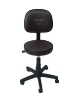 Cadeira mocho com encosto secretaria-base com rodízio-regulagem de altura a gás pra dentista tatuador corano marrom
