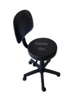 Cadeira mocho com encosto secretaria - base com rodízio - regulagem de altura a gás pra dentista tatuador corano preto