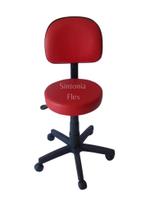 Cadeira mocho com encosto secretaria-base com rodízio-regulagem de altura a gás pra dentista tatuador corano vermelho - Sintonia Flex
