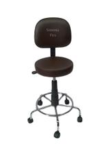 Cadeira mocho com encosto secretaria-base cromada -regulagem de altura a gás pra dentista tatuador corano marrom