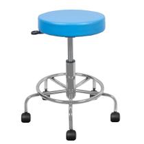 Cadeira Mocho Cromada azul turquesa apoio para os pes estetica regulagem de altura a gas - PopMov