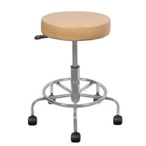 Cadeira Mocho Cromada caramelo apoio para os pes estetica regulagem de altura a gas - PopMov