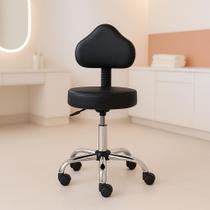 Cadeira Mocho Cromada Para Clinica Estética Manicure Dentista Designer Sombrancelhas