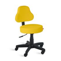 Cadeira Mocho Encosto Alto Giratória Revestimento Sintético Amarelo - Shopcadeiras