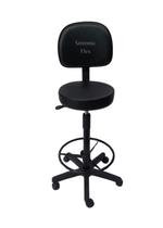 Cadeira mocho encosto secretaria com aro com base de rodízio para recepção mercado balcão corano preto - Sintonia Flex
