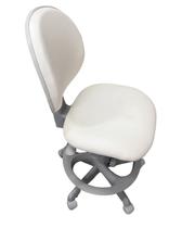 Cadeira Mocho Ergonômica branco com Encosto Regulável, Apoio para Pés e Base Cinza Profissional Estética Manicure Odonto