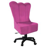 Cadeira Mocho Giratória Com Rodinhas Estética Consultório Dentista Escritório Suede Rosa Pink - D house Decor