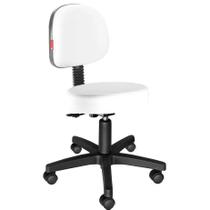 Cadeira Mocho Nice C/ Encosto Giratório Estética Massagista e Tatuador, Corano Vermelho - Barão das Cadeiras