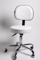 Cadeira Mocho Nice Secretária para Clinica de Estética Branco Base Cromada