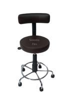 Cadeira mocho podogolo estética c/ regulagem de altura a gás tatuador manicure-base e apoio de pés cromada corano marrom