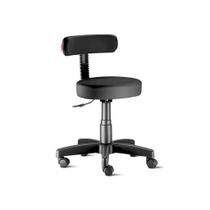 Cadeira Mocho Podologo C/ Encosto Giratório Estética Massagista e Tatuador, Corano Preto - Barão das Cadeiras