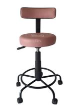 Cadeira Mocho podologo com regulagem de altura estrela de ferro apoio de pé com rodízio corano rosa bebe Cadeira Mocho podologo com regulagem de altura estrela de ferro apoio de pé com rodízio corano rosa bebe