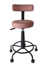 Cadeira Mocho podologo com regulagem de altura estrela de ferro apoio de pé com rodízio corano rosa bebe
