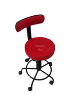 Cadeira mocho potogolo estética com regulagem de altura a gás tatuador manicure - apoio de pés suede vermelho