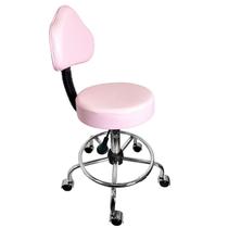 Cadeira Mocho Rosa Claro com Aro e Rodízio Cromado - ULTRA Móveis