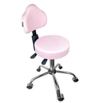 Cadeira Mocho Rosa Claro Ergonômico Base Cromada - ULTRA Móveis