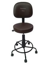 Cadeira mocho secretaria - base de ferro e apoio de pé com rodízio corano marrom - Sintonia Flex