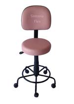 Cadeira mocho secretaria - base de ferro e apoio de pé com rodízio corano rosa bebe Cadeira mocho secretaria - base de ferro e apoio de pé com rodízio corano rosa bebe