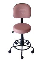 Cadeira mocho secretaria - base de ferro e apoio de pé com rodízio corano rosa bebe