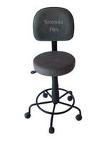 Cadeira mocho secretaria - base de ferro e apoio de pé com rodízio suede cinza