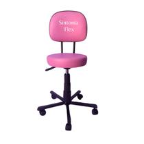 Cadeira mocho secretaria com L duplo tatu base de aço com rodízio corano rosa claro Cadeira mocho secretaria com L duplo tatu base de aço com rodízio corano rosa claro