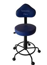 Cadeira Mocho secretaria Verona com regulagem de altura base de ferro com apoio de pés com rodízio corano azul - Sintonia Flex