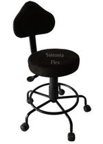 Cadeira Mocho secretaria Verona com regulagem de altura base de ferro com apoio de pés com rodízio suede preto