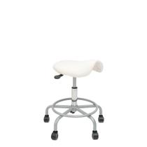 Cadeira Mocho Sela 62cm Estética Dentista Cromado Branco sem encosto