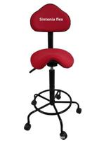 Cadeira mocho sela alta 65 min. 75 max. cromada suede vermelho