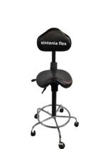 Cadeira Mocho Sela Alta Black System Cromada Corano Preto