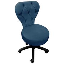 Cadeira Mocho Soft Para Estética E Extensão De Cílios Veludo Azul Marinho
