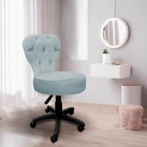Cadeira Mocho Soft Para Estética E Extensão De Cílios Veludo Azul Tiffany