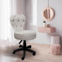 Cadeira Mocho Soft Para Estética E Extensão De Cílios Veludo Bege Marfim