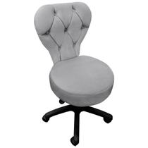 Cadeira Mocho Soft Para Estética E Extensão De Cílios Veludo Cinza Claro - Sofa Store