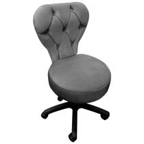 Cadeira Mocho Soft Para Estética E Extensão De Cílios Veludo Cinza Grafite - Sofa Store