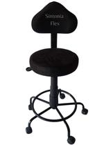 Cadeira Mocho Verona com regulagem de altura base de ferro com apoio de pés com rodízio suede preto Cadeira Mocho Verona com regulagem de altura base de ferro com apoio de pés com rodízio suede preto