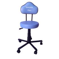 Cadeira mocho verona estética com L duplo base em aço com rodízio corano azul claro Cadeira mocho verona estética com L duplo base em aço com rodízio corano azul claro