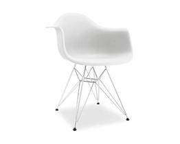 Cadeira modelo eiffer com encosto e braços, em plastico, cor branca