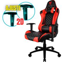 Cadeira Modelo Gamer ThunderX3 Para Escritório Suporta Até 120Kg Com Ajustes de Altura e Braço Bidirecional e Ergonômica Cor Vermelha e Preta
