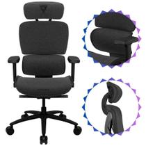 Cadeira Modelo Gamer XTC Cor Cinza Ergonômica Para Escritório Alto Conforto Apoio de Cabeça e Braço Ajuste 3D Com Encosto Reclinável