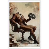 Cadeira moderna, terno masculino, halteres, treino, arte de parede, fitness, esportes, pôsteres de tela inspiradores, estampas estéticas de homens musculares, pintura para sala de estar, decoração de parede de quarto, 16 x 24 polegadas, sem moldura