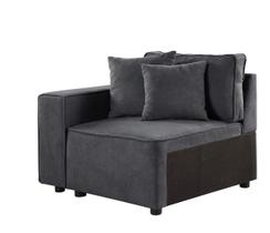 Cadeira modular voltada para a esquerda Yardlio Grey Fabric com 2 travesseiros