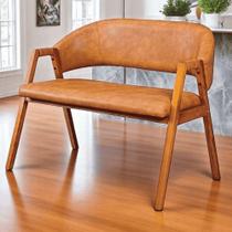 Cadeira Namoradeira De Madeira Maciça Dora Encosto E Assento Estofados material sintético Ocre- Mabe Magazine