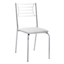 Cadeira Nanda cromada para cozinha ou espaço gourmet-Assento branco